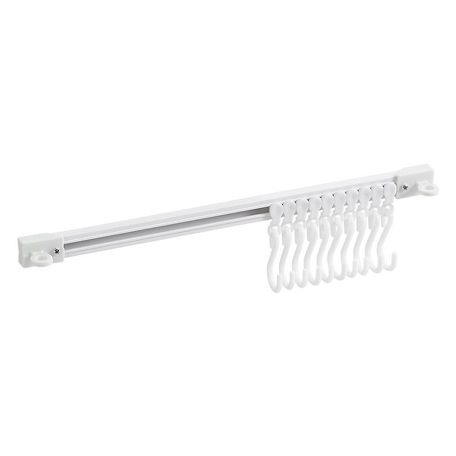 Wall Mounted Row Hooks with Slideable S Hooks Adjustables Durable Wall Hook for Bathroom Kitchen