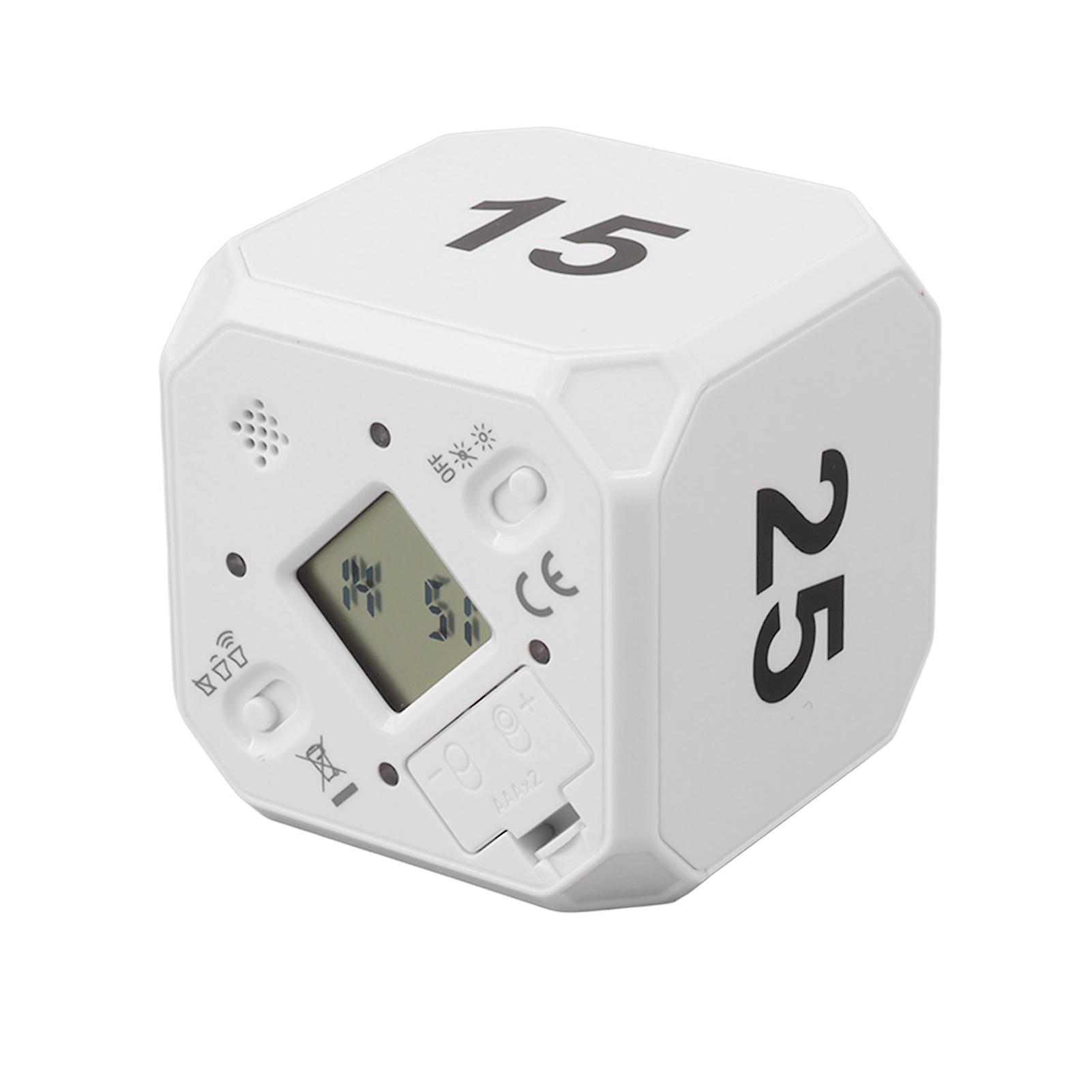 Portable Kitchen Timer, Adjustable Modes, 5, 15, 25, 45 Minutes, Flip Timer for Exercise, Work, Cooking, White