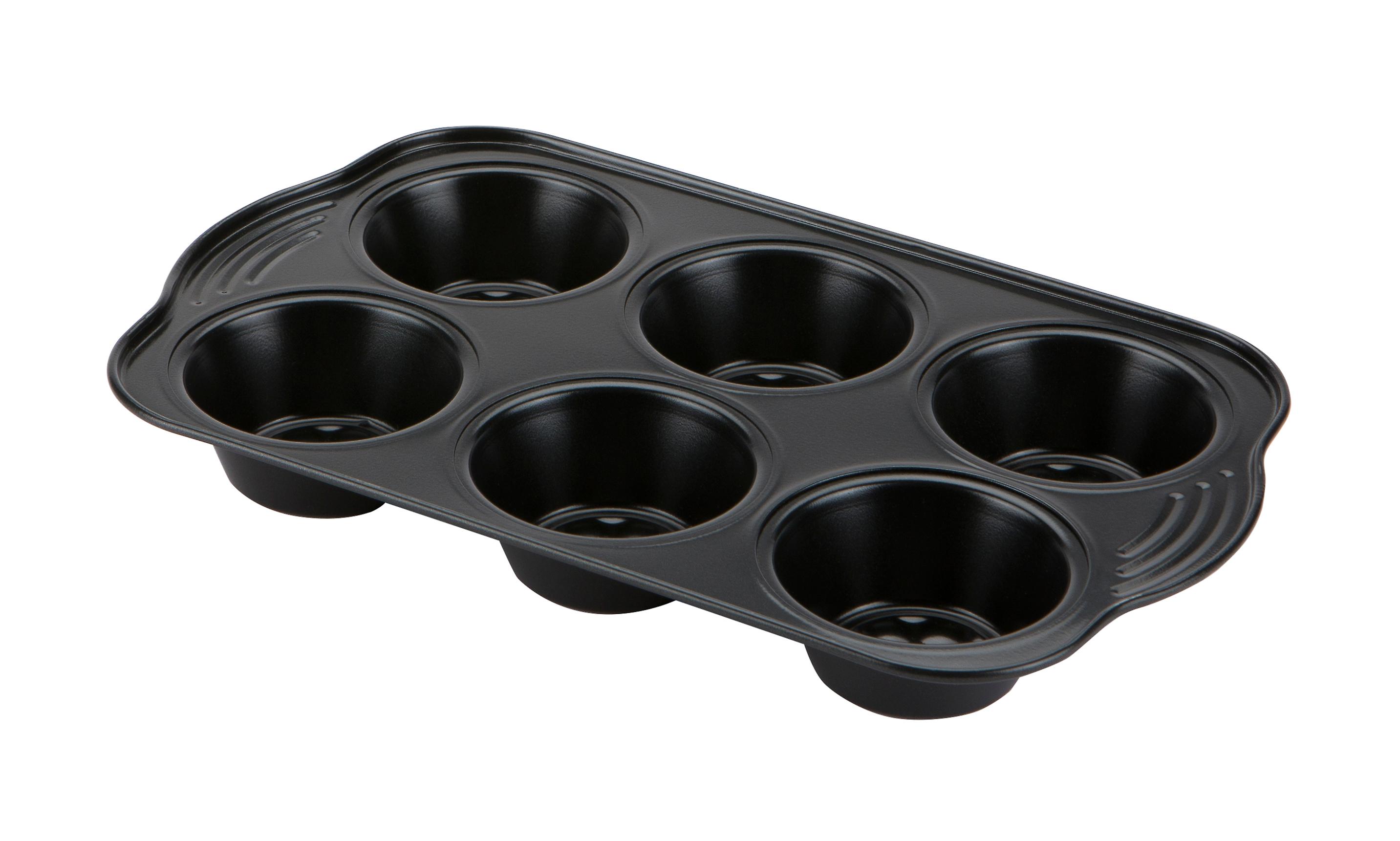 Prestige Aerolift Muffin Tin Black Rectangular Mould Baking Accessory - 6 Cup