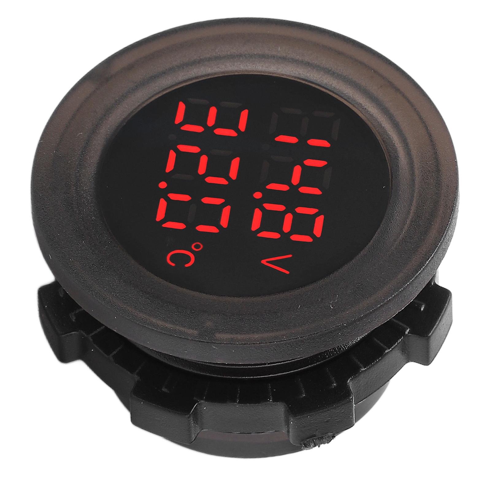 Dual Display Temperature Voltmeter Clear Stable Display Waterproof Simple Installation Car Thermometer Detector