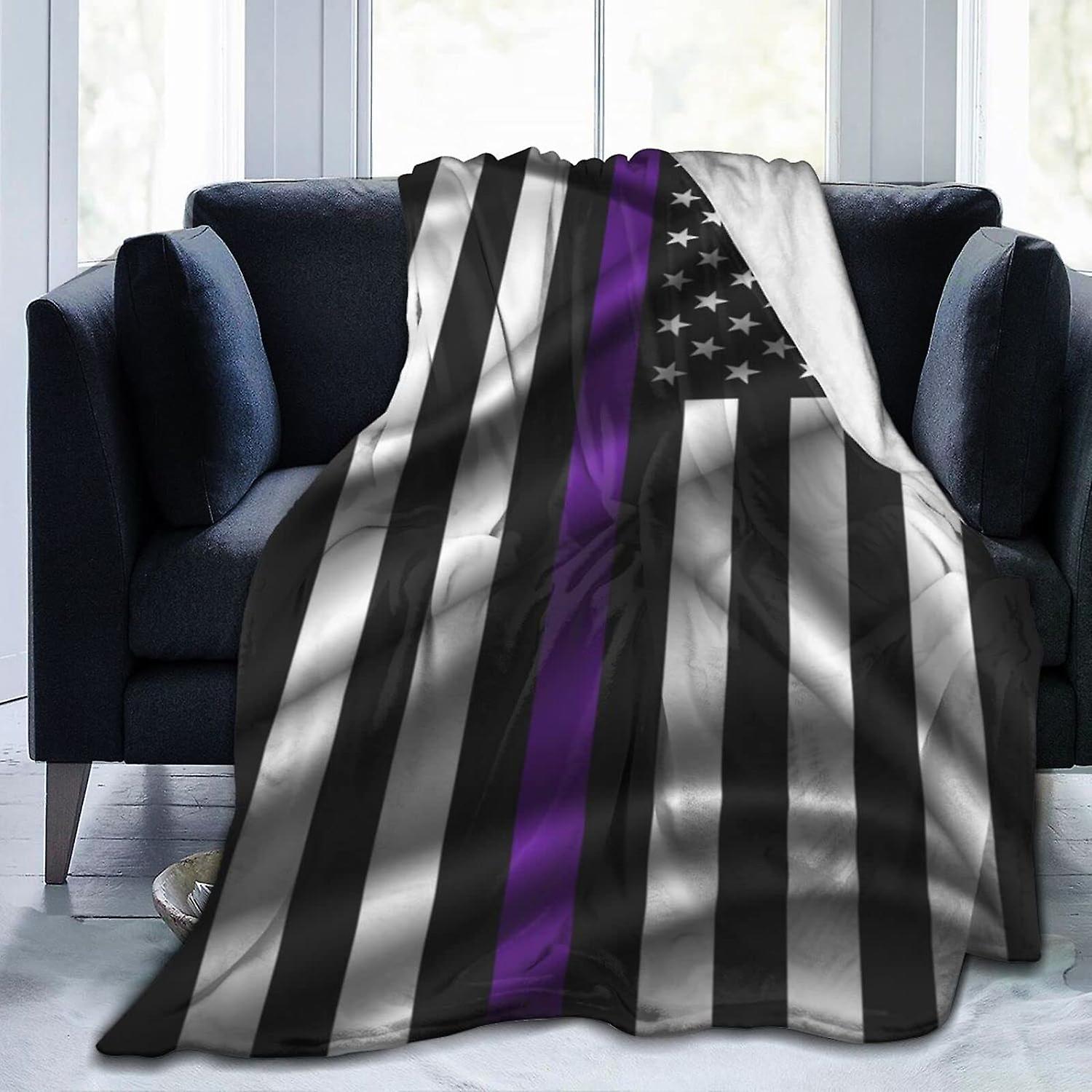 Flannel Blanket Thin Purple Line Flag Blanket Soft and Comfortable Throw Blanket Anti Static Washable for Adults and Children ABD7662