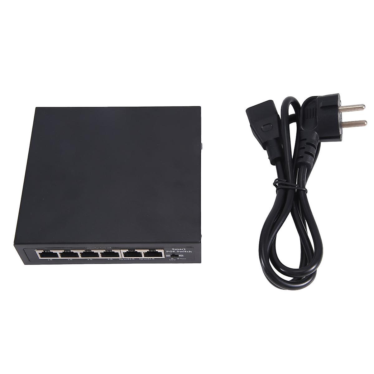 POE Switch 6Port 100Mbps Switch 4 PoE+2 UpLink with Internal Power Office Home Network Hub for IP C