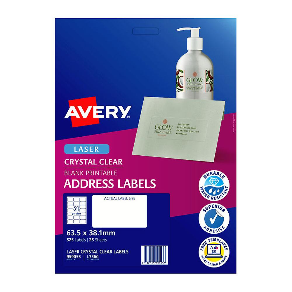 Avery Excellent Quality Durable Convenient Premium Clear Address Label 21Up 25pk