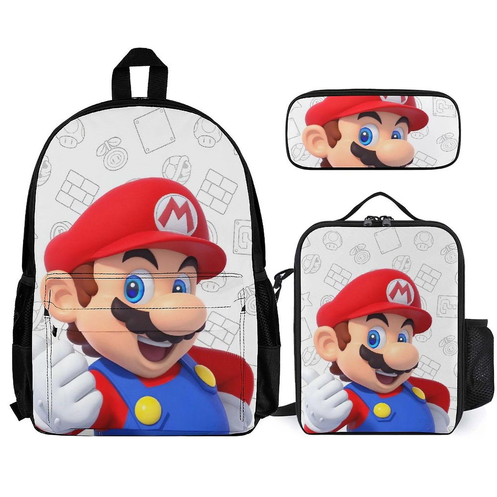 Super Mario Backpack Set, Backpack with Lunch Box And Pencil Case 3pcs Set