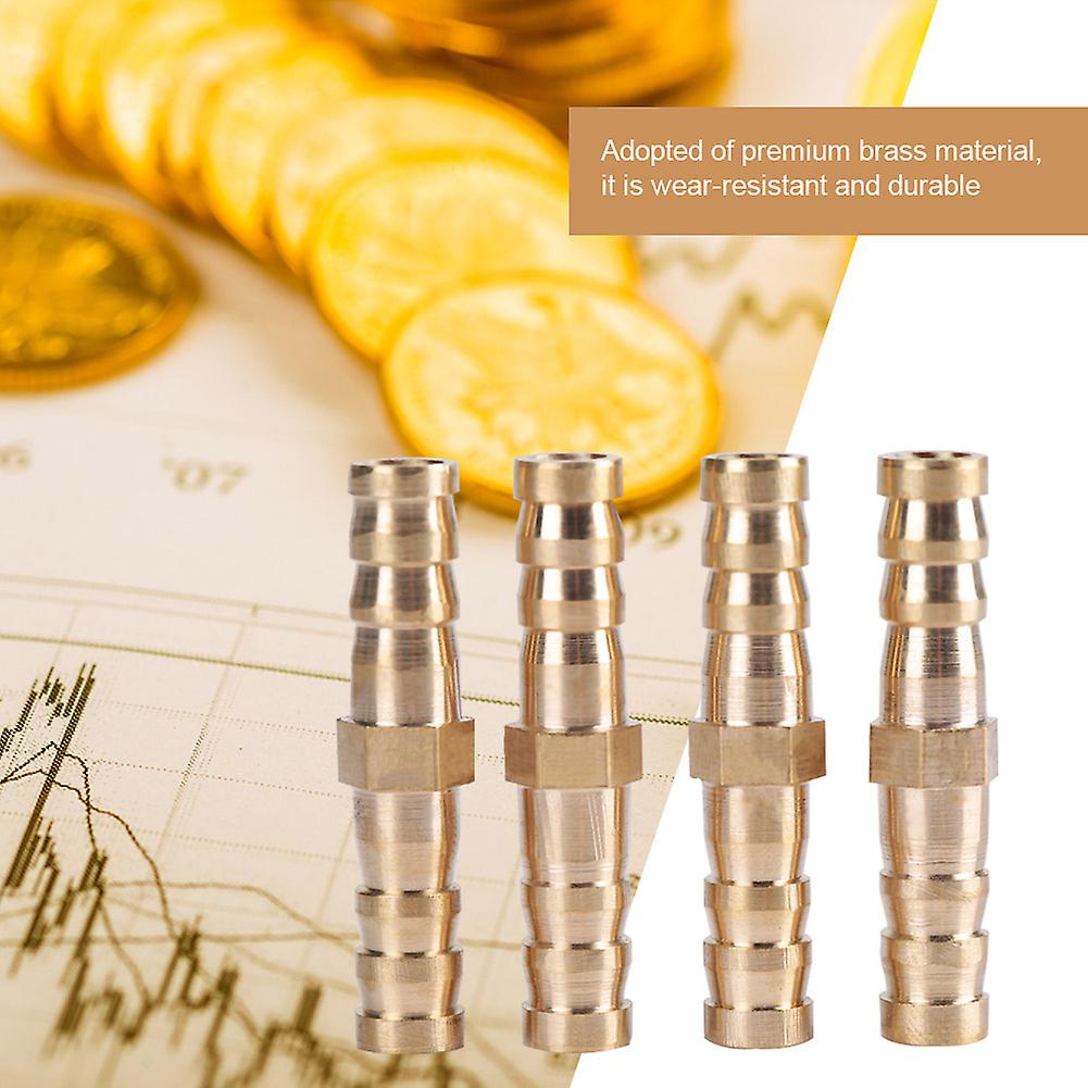 Brass Hose Barb Tail Reducer Connector 8mm-8mm 4pcs Durable
