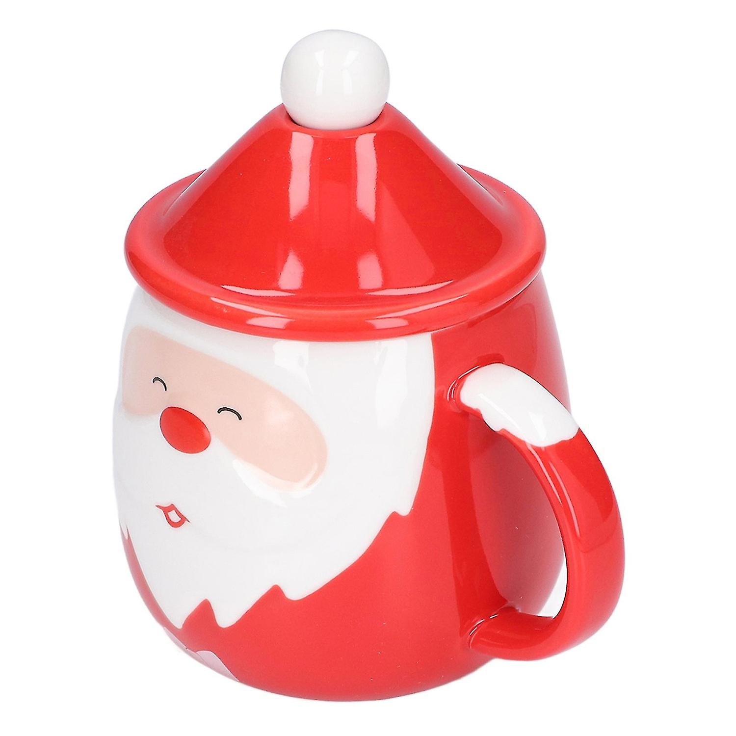 450mlセラミックティーコーヒーマグ、ふた付きスプーン、クリスマス家庭用