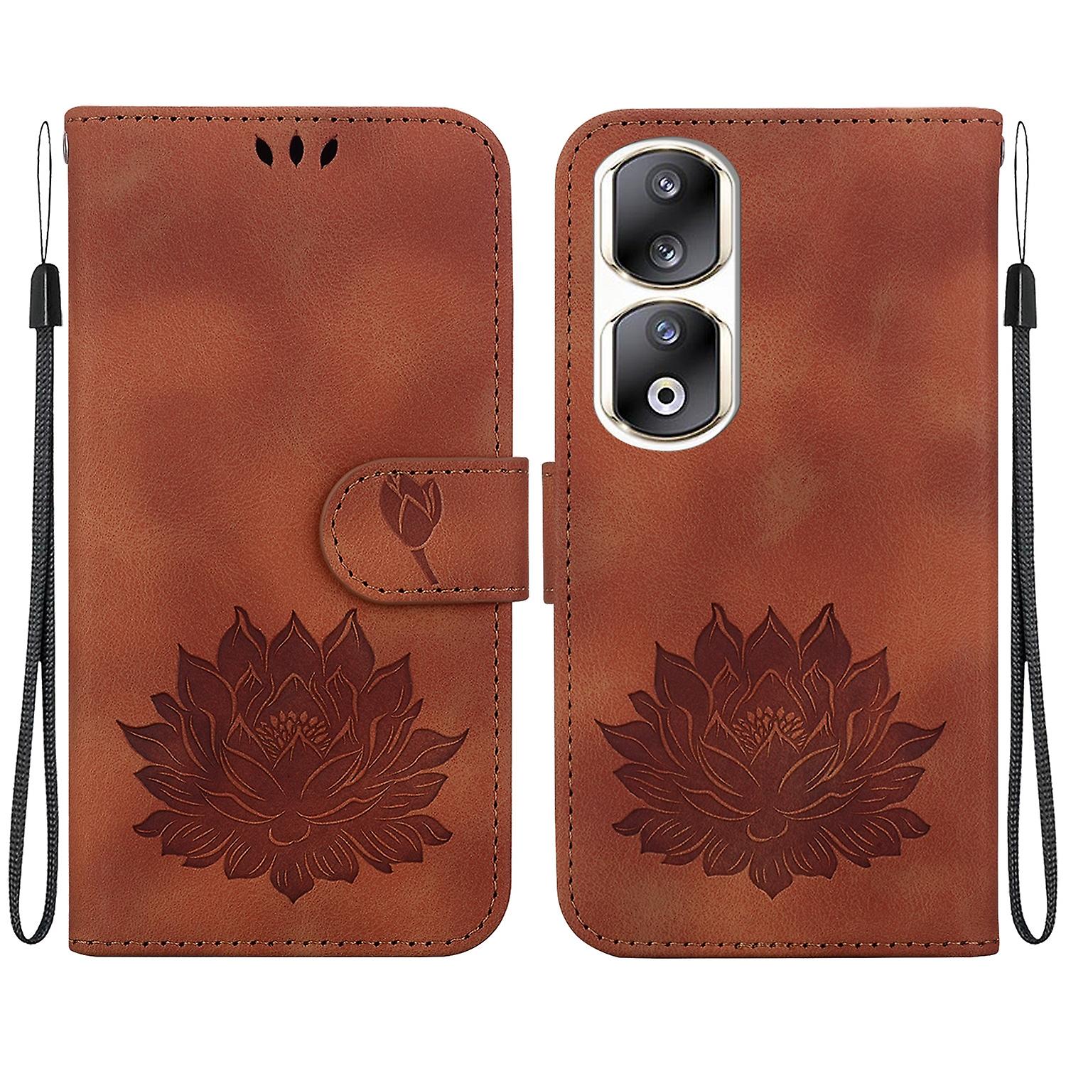 Lotus Embossed Leather Case For Honor 90 Pro