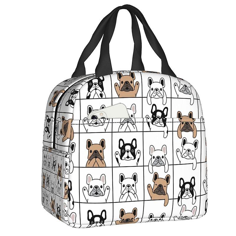 בולדוג צרפתי גור פנים שקיות אוכל מבודדות תרמיות נשים מיכל ארוחת צהריים לכלבים לעבודה אחסון נסיעות בבית הספר קופסת בנטו מזון