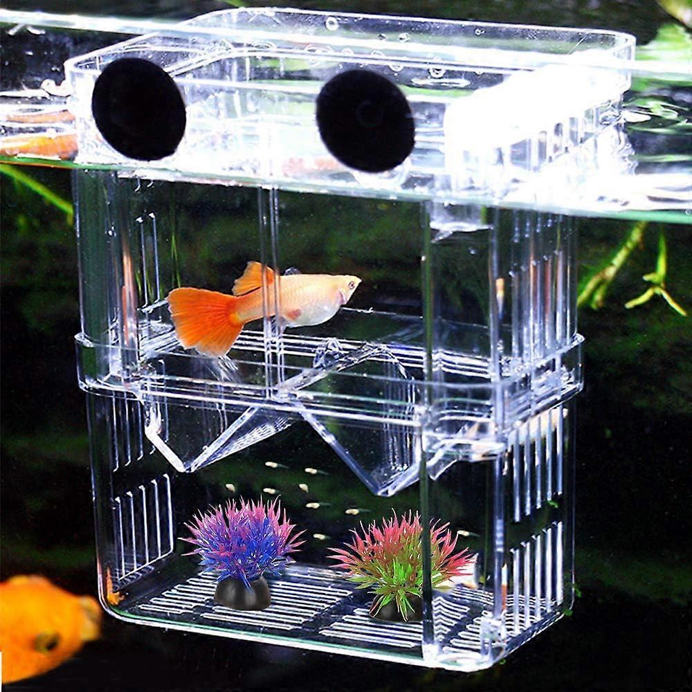 Aquarium Fish Breeding Box, NETUEM Acrylic Double Layer Fish Isolation Box/Baby Fish Hatchery/Fry Breeder Box for Guppy,Tropical Fish, Floating Fish I
