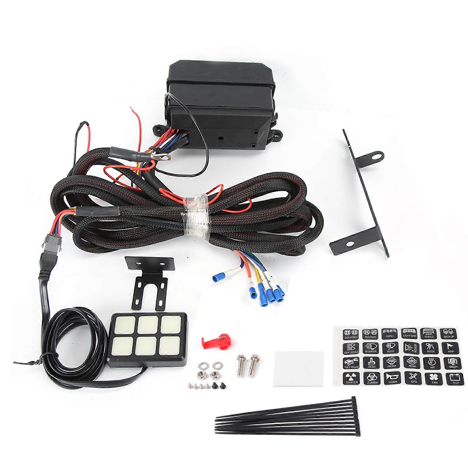 6 Level Switch Panel Relay System Circuit Control Box Wiring Harness Accessory for Car Boat E2U911
