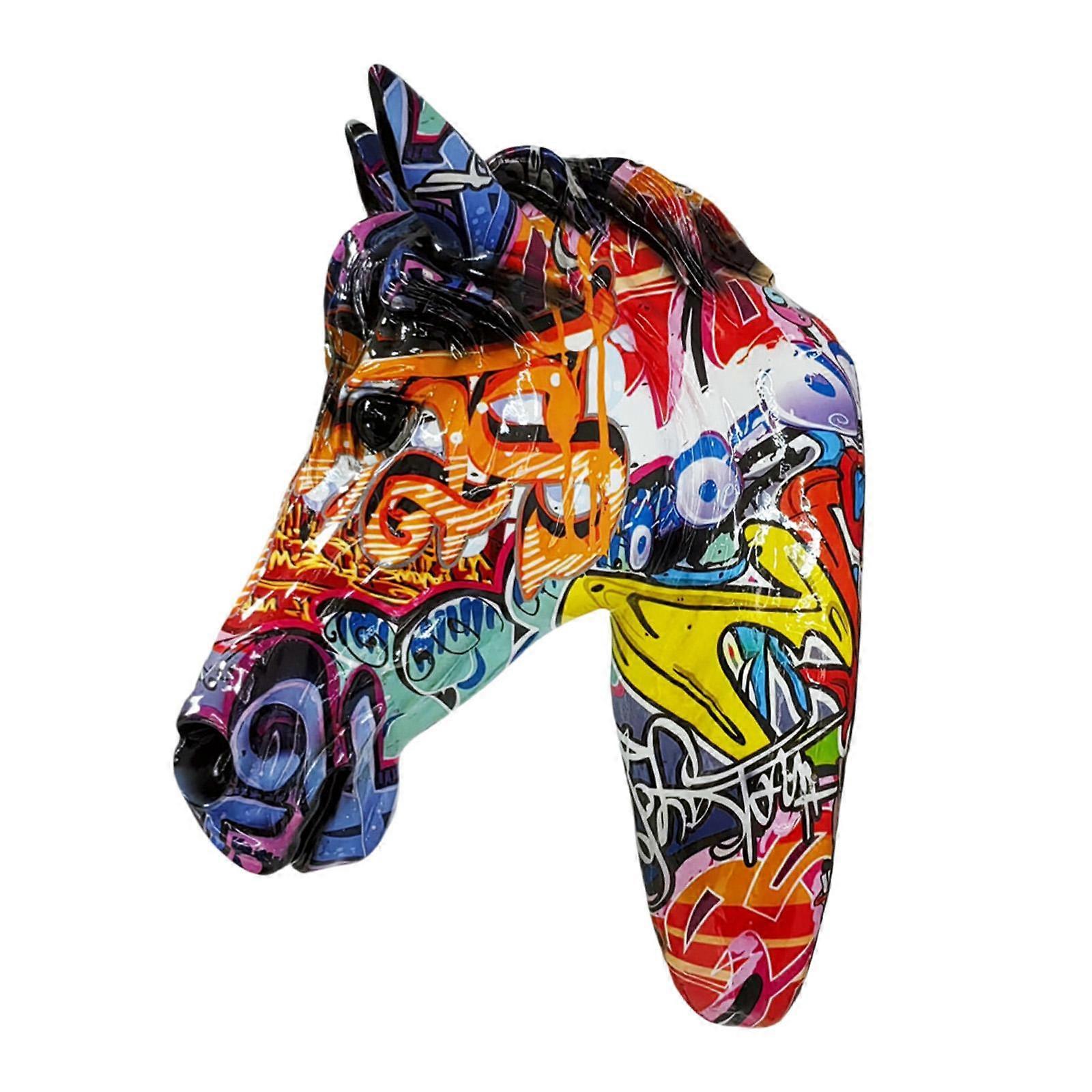 Horse Head Wall Sculpture Animal Figurine for Farmhouse Bars Home Decoration Style A