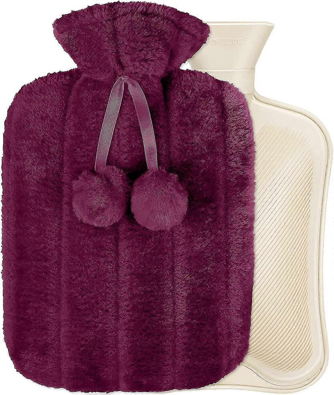 زجاجة ماء ساخن مع غطاء كيس ماء ساخن فاخر ناعم رقيق غطاء 2 لتر بريميوم