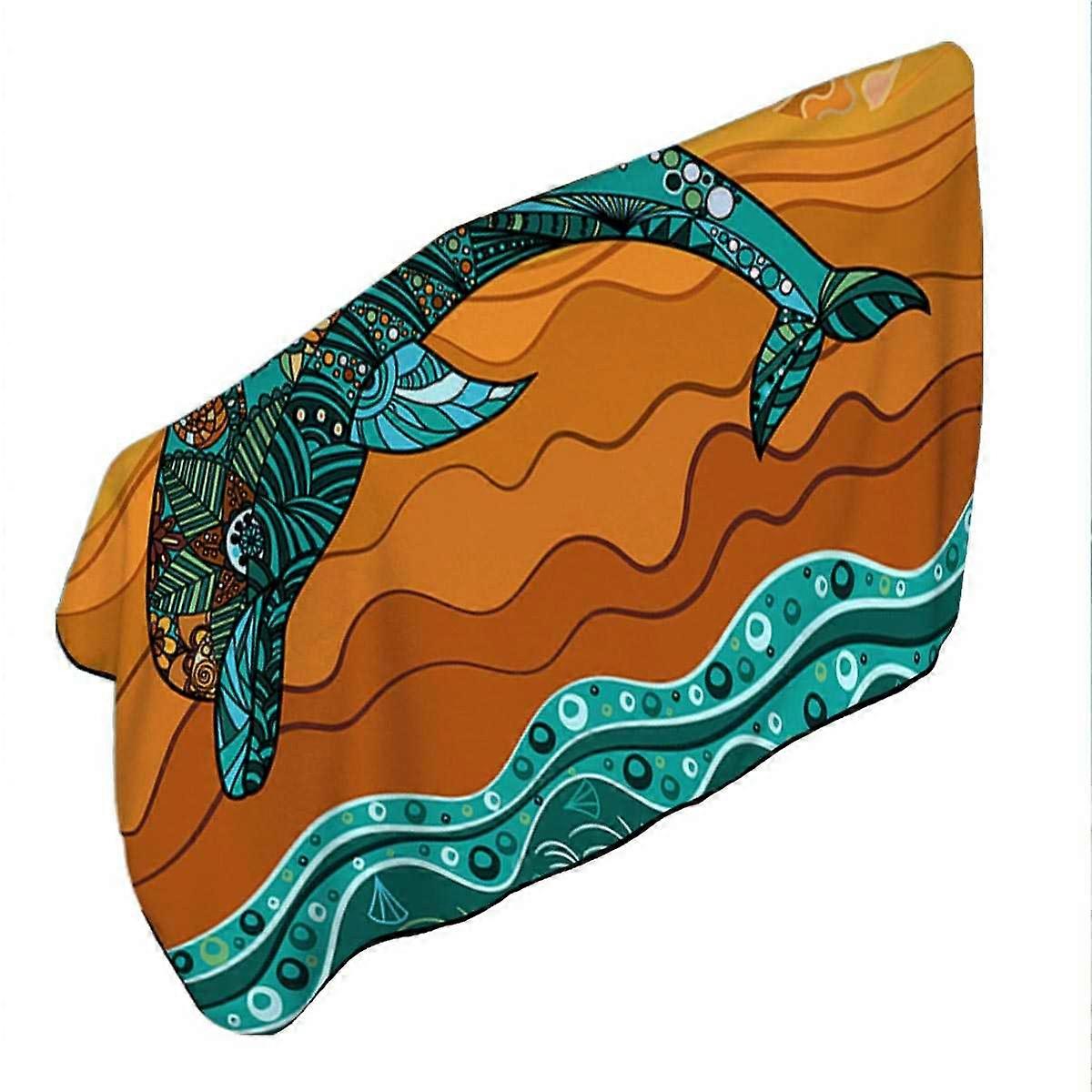 Artistic Ocean and Dolphin Microfiber Beach Towel