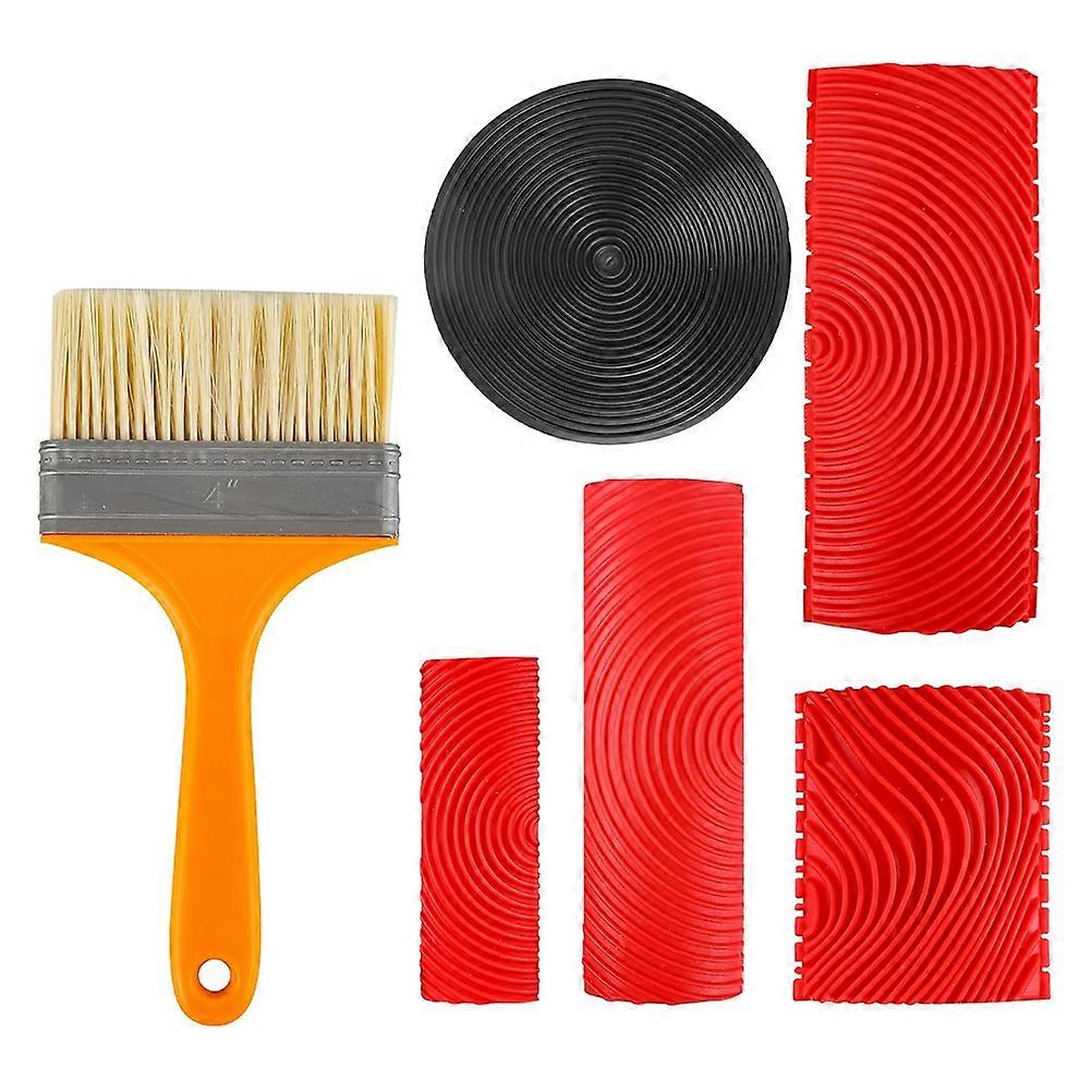 6個の木目調ツール、ソフトラバー木目調メーカー塗装、壁面用DIYフェイクウッドテクスチャ