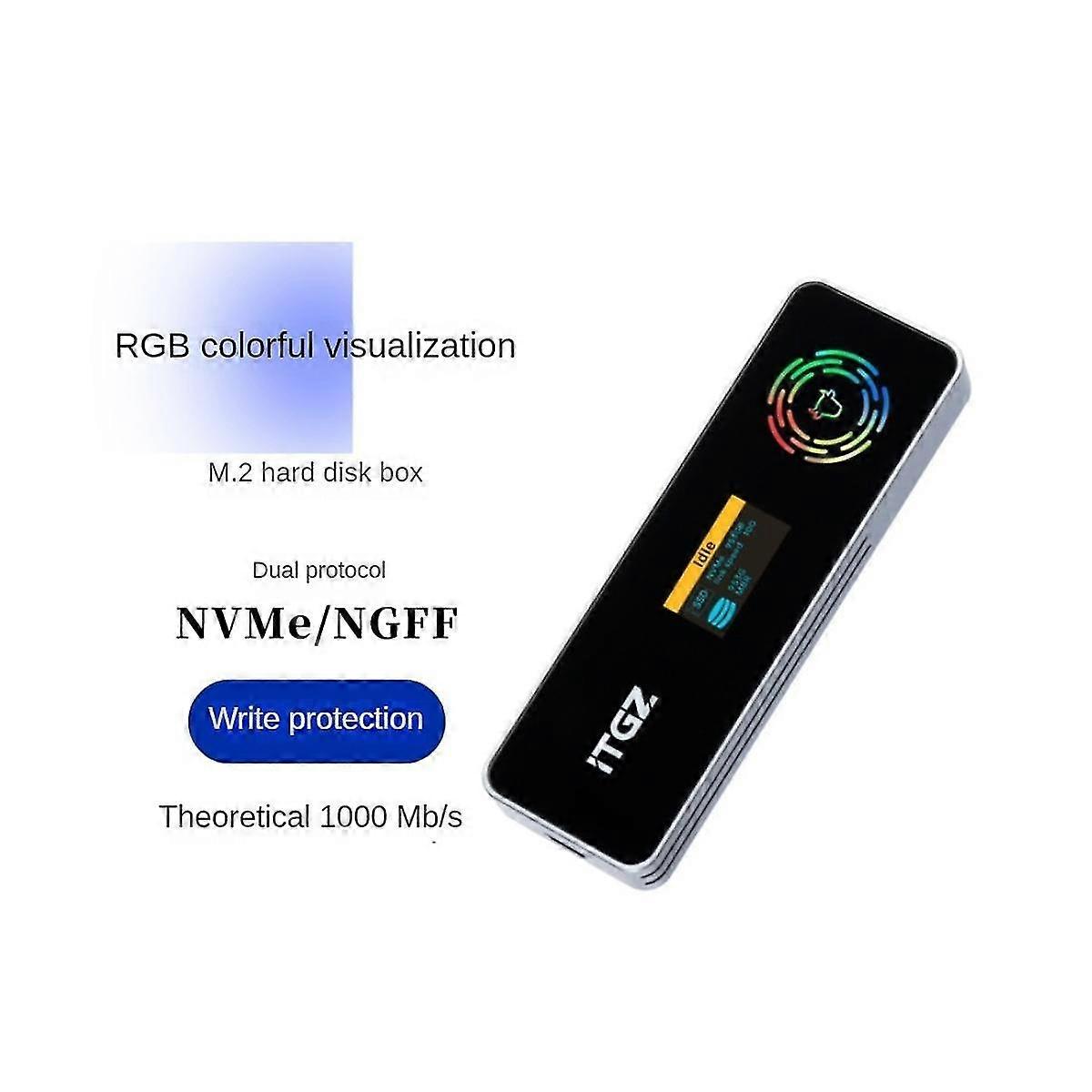 M.2 Nvme Ngff Ssd Enclosure Rtl9210b Dual Protocol Write Protection Rgb Colorful Touch Intelligent