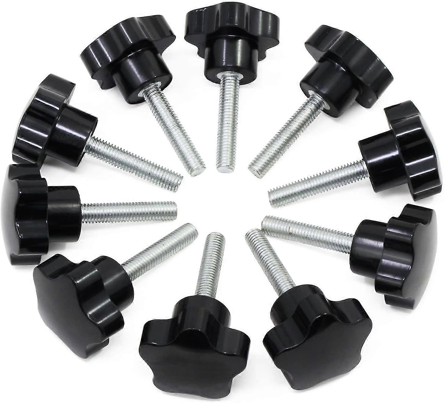 Huali-10pcs M8x40 Thread   Black Plastic Button Star Shaped Button Screw Button For Machine Tool