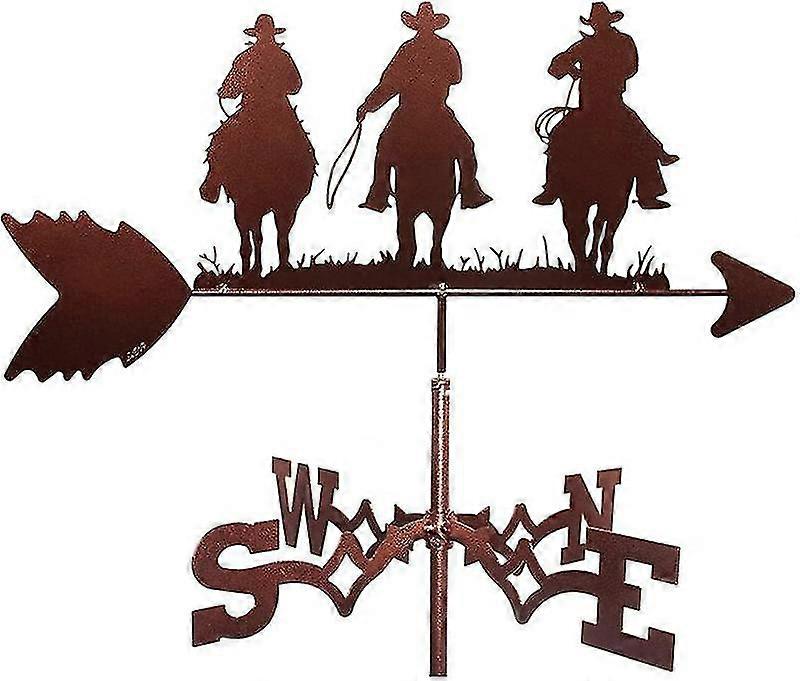 Τρία καουμπόικα πτερύγια καιρού, ειδώλιο πτερυγίων καιρού από ανοξείδωτο χάλυβα, πρακτικός δείκτης κατεύθυνσης ανέμου, εργαλεία μέτρησης στολίδι σκηνής αγροκτήματος, 35 * 50cm