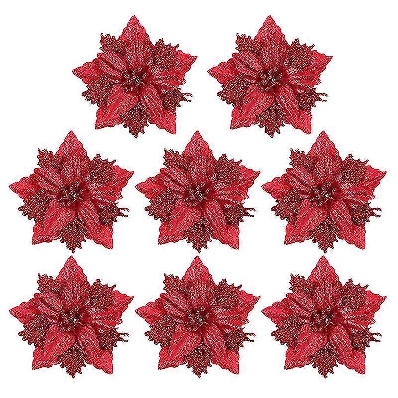 8pcs christmas tree flower simulation xmas flower decor party flower props