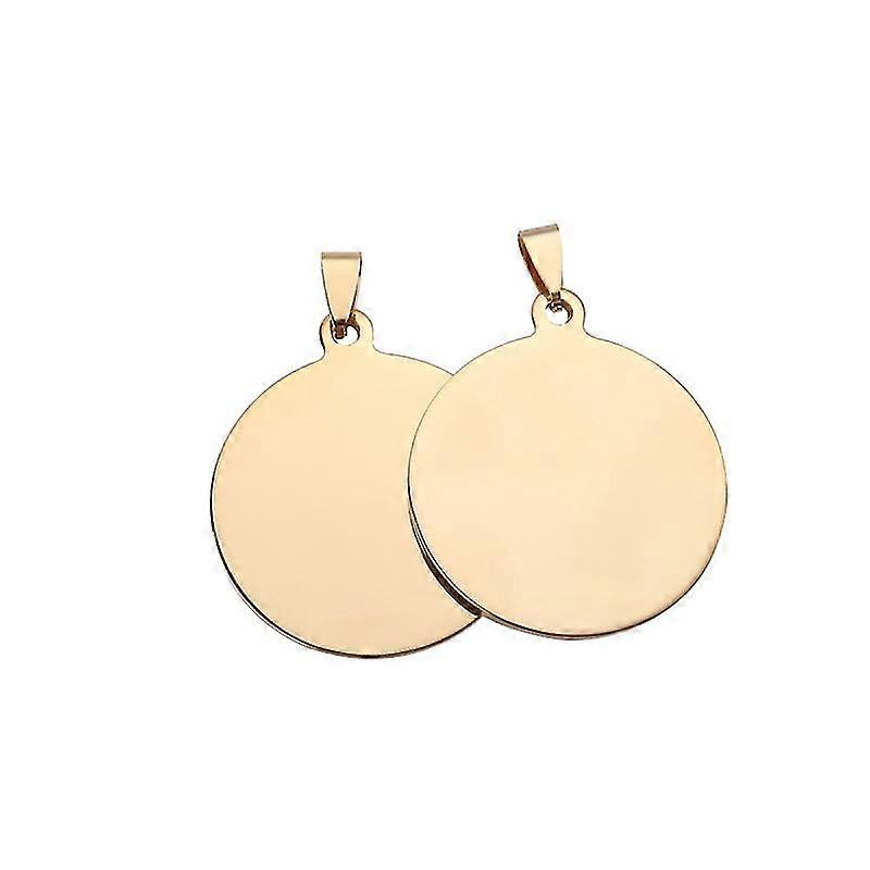 2pcs Pet Id Tags 25mm Blank Dog Tags For Cat Puppy Kitty Identify (Gold)