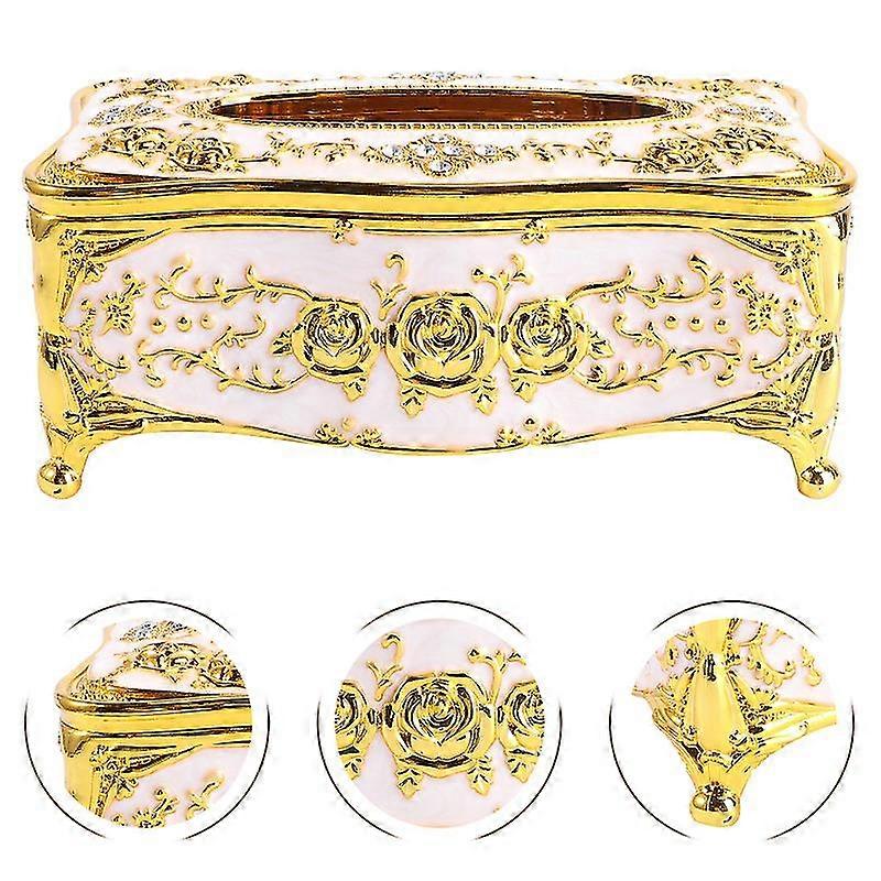 1pc High-Grade European Style Hotel Ktv Simple Table Pumping Tissue Box Napkin Dispenser Storage Container(White)