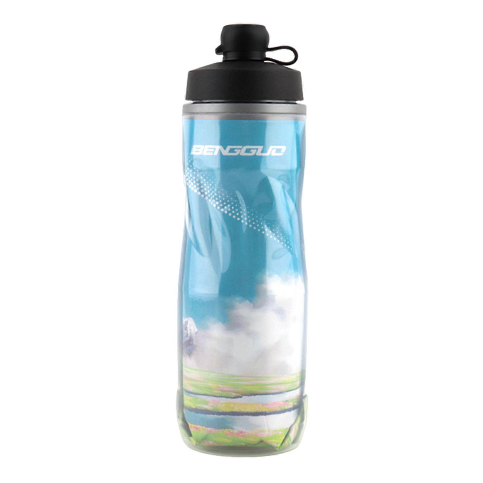 610ML Bicycle Water Bottle with Dustproof Lid Large Capacity Insulated Portable Lightweight Outdoor Travel Sports Cycling Squeeze Drinking Bottle