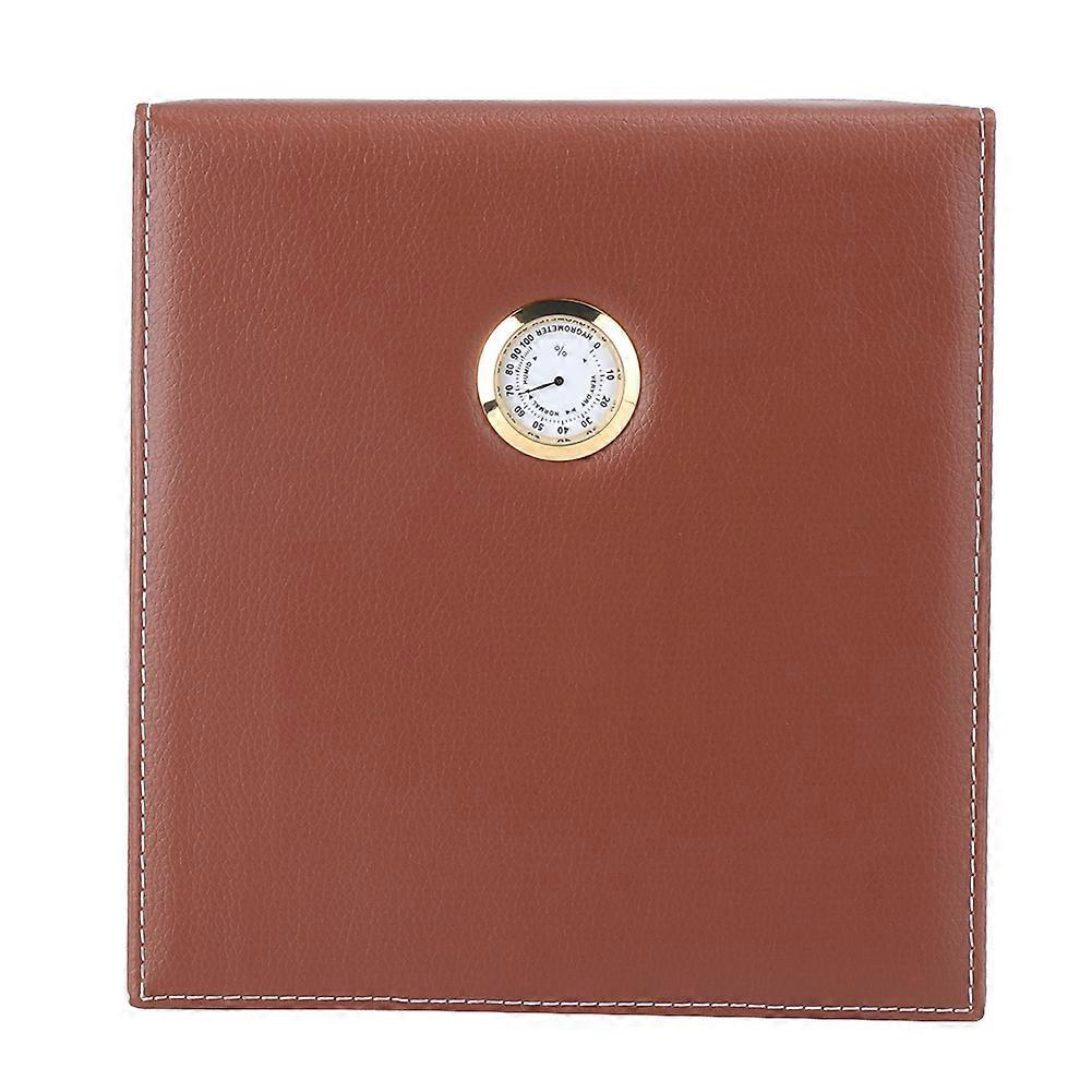 Scatola per sigari in pelle con igrometro e umidificatore Custodia da viaggio per sigari Scatola da tavolo (marrone)