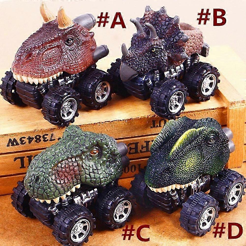 おもちゃ4PCこどもの日ギフトおもちゃ恐竜モデルミニおもちゃ車の後ろの車のギフト