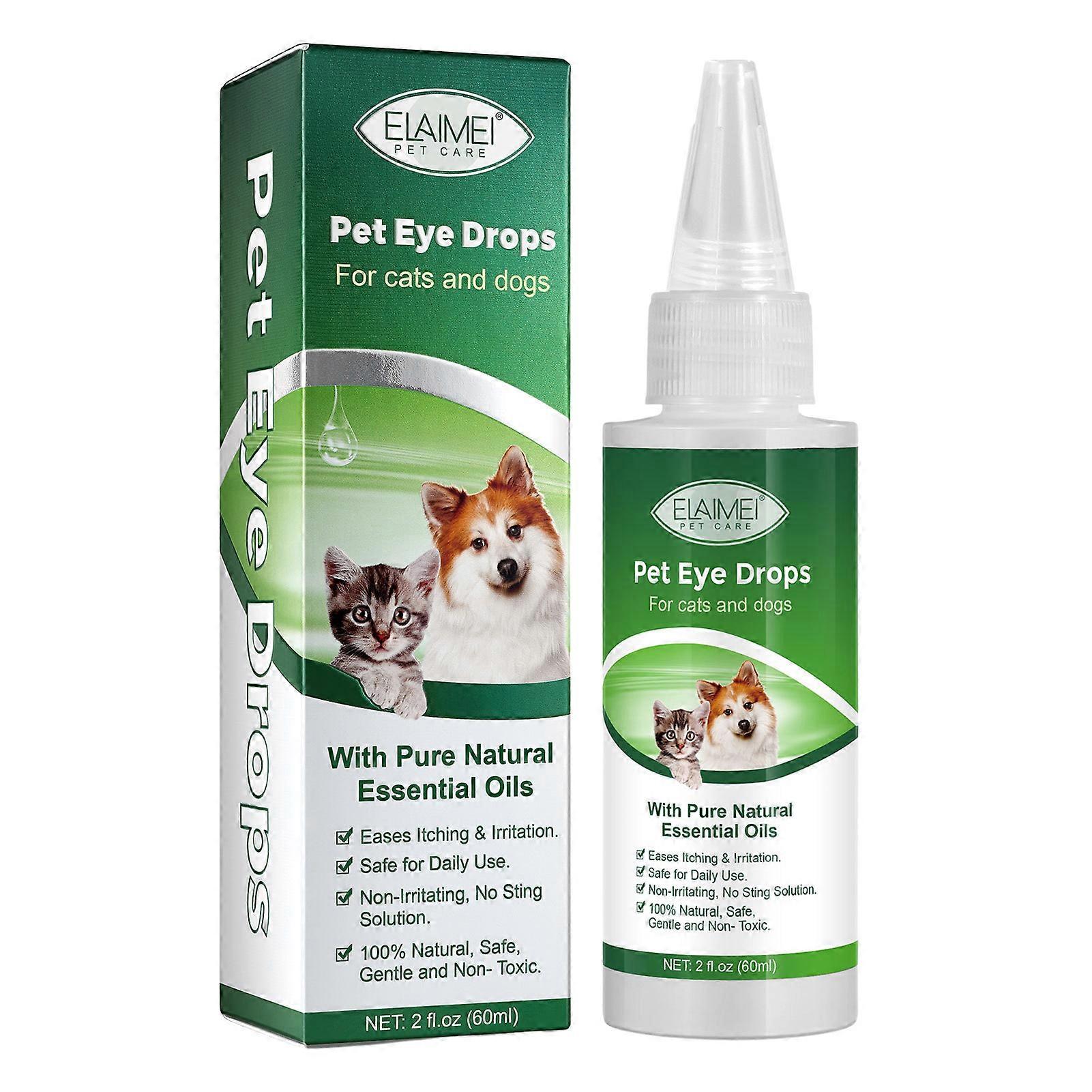 1 bouteille 60 ml de gouttes pour animaux de compagnie chien chat déchirant élimination des taches Saleté détachant nettoyant anti-inflammatoire pour les yeux