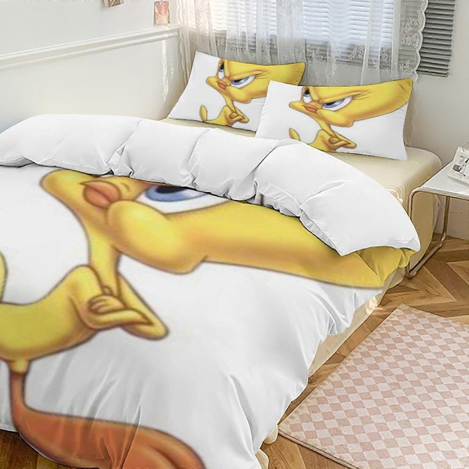 c576 TweetyBird 2 Cama Capa de Edredom Conjuntos de Cama de Microfibra Conjuntos de Edredom Leve de 3 Peças, 1 Capa de Edredom e 2 Fronhas para Crianças ee576