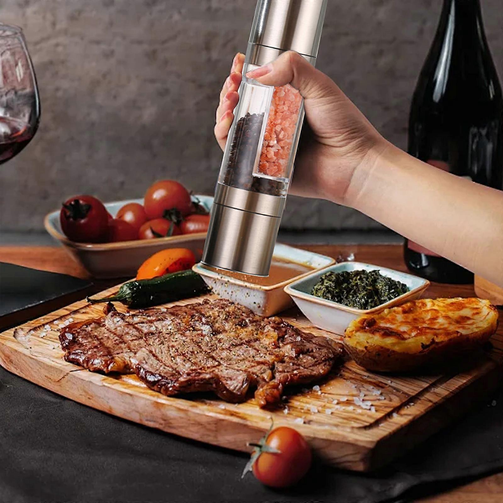 Pepper Grinder Set Double Head Pepper Grinder Manual Pepper Mill Grinder Refillable Pepper Grinder FLYE3024