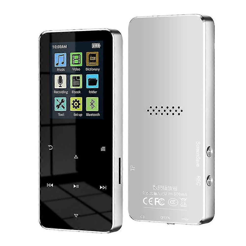 Bluetooth Mp3 Mp4 Player 8g Hifi Music Player Supports Card,with Pedometer E-book -in Speaker-silve