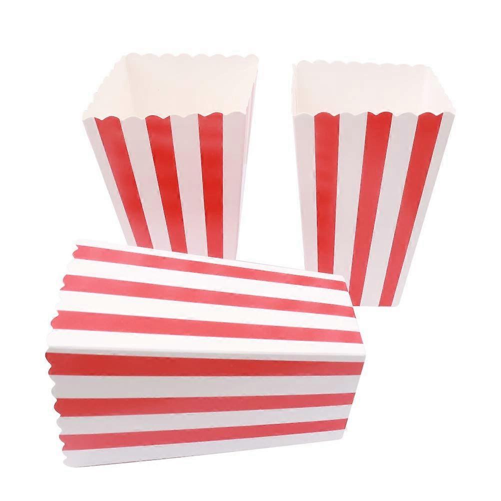 50 Pcs Popcorn Bags, Small Popcorn Cartons Striped Paper Popcorn Boxes Cardboard Candy Container for Parties, Sweets, Kids