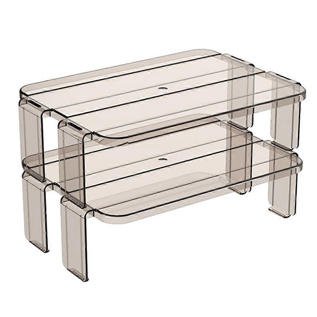 2pcs Refrigerator Organizer Stackable Fridge Rack Clear Plastic Kitchen Cabinet