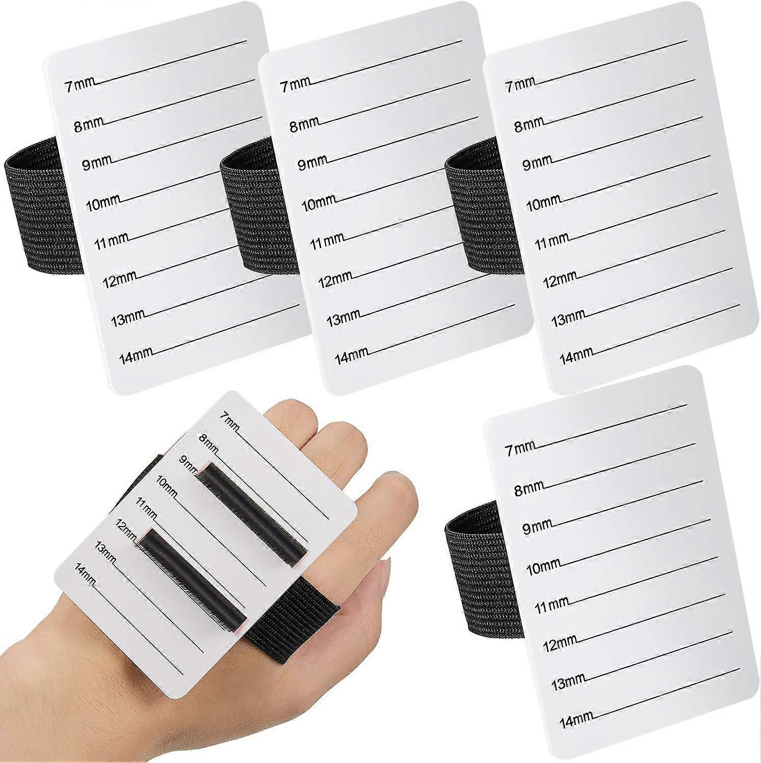 4 Pieces (7-14mm Pattern) Hand Lash Extension Palette Lash Tray Holder Palette Eyelash Tools with Adjustable Wrist Strap Eyelash Tray Strips Palette O