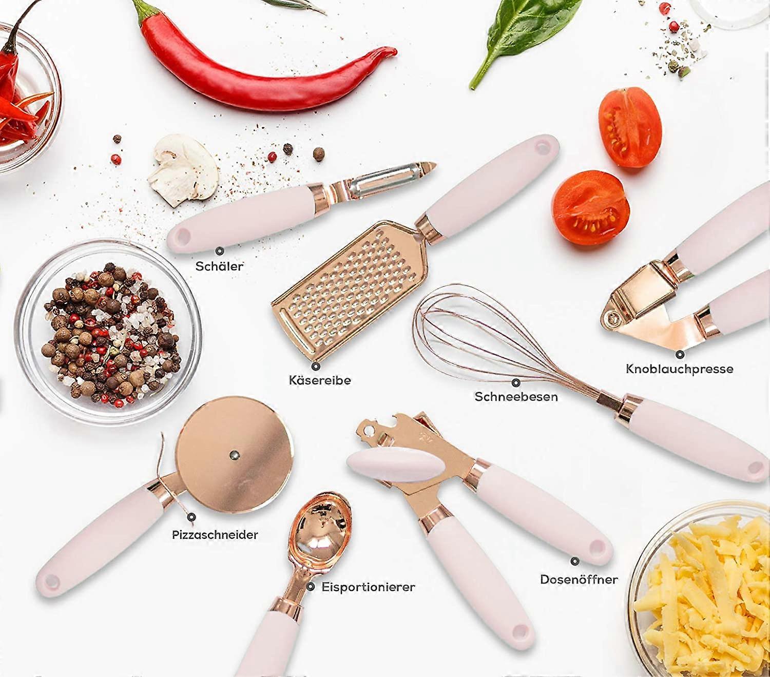7pcs Stylish Kitchen Utensil Set Rose Copper