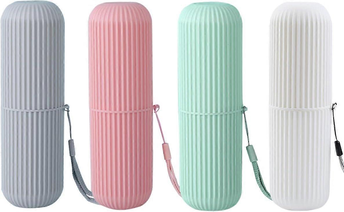 4pcs Reise Zahnbürstenhalter, Kinder Zahnbürstenkoffer, grau, rosa, weiß, grün tragbare Zahnbürstenbox, Zahnbürstenkopfabdeckung