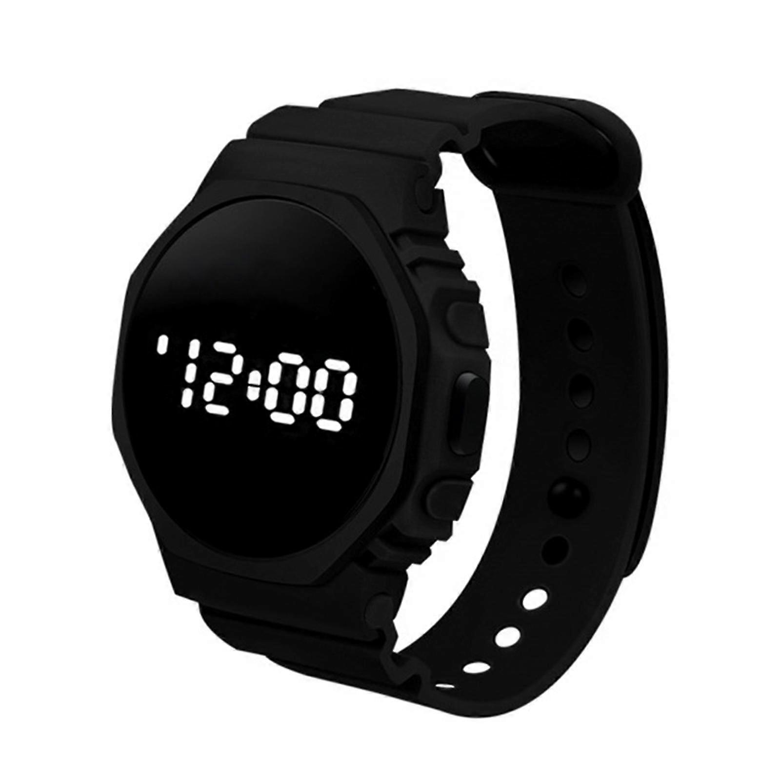 Naievear Electronic Watch Led Display Waterproof Comfortable Wear Multifunctional High Accuracy Precise Time Large Digits Round Dial Sports Watch For