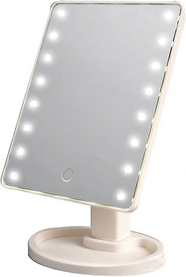 16 LED Smart Touch Screen Portable Tabletop Lighted Cosmetic Vanity Makeup Mirror(White)