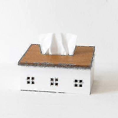 Desktop Tissue Box Storage Box Household Simple Creative Paper Box (log Plus White)