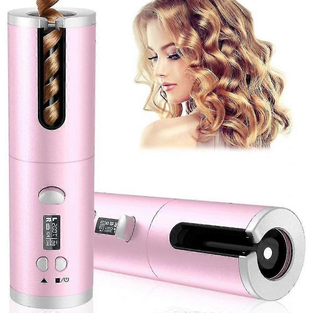 Cordless Automatic Hair Curler LED Display Rechargeable Hair Rotation Adjustable Temperature Styling Tool
