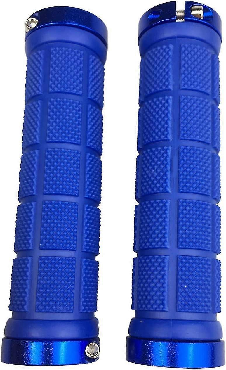 pair of ergonomic non-slip soft rubber bike grips, grip for mtb bicycleblue