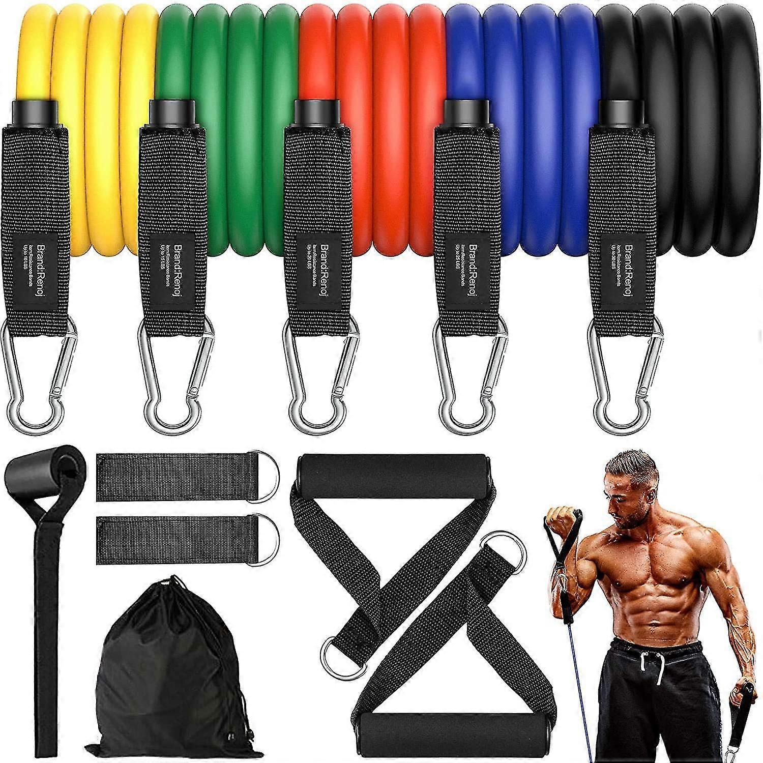 Exercise Bands Resistance Bands Set With Bigger Handles And Bag, Upgraded Workout Bands With More Resistance Compatible With Women And Men
