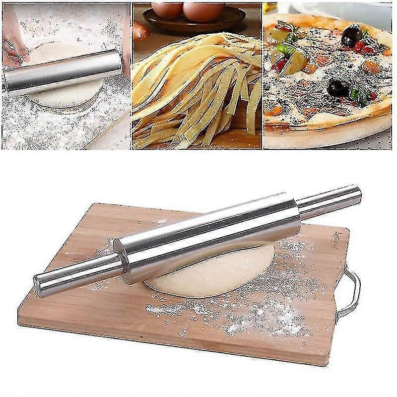 33cm Stainless Steel Rolling Pin Non-stick Pastry Dough Roller Kitchen Accessories