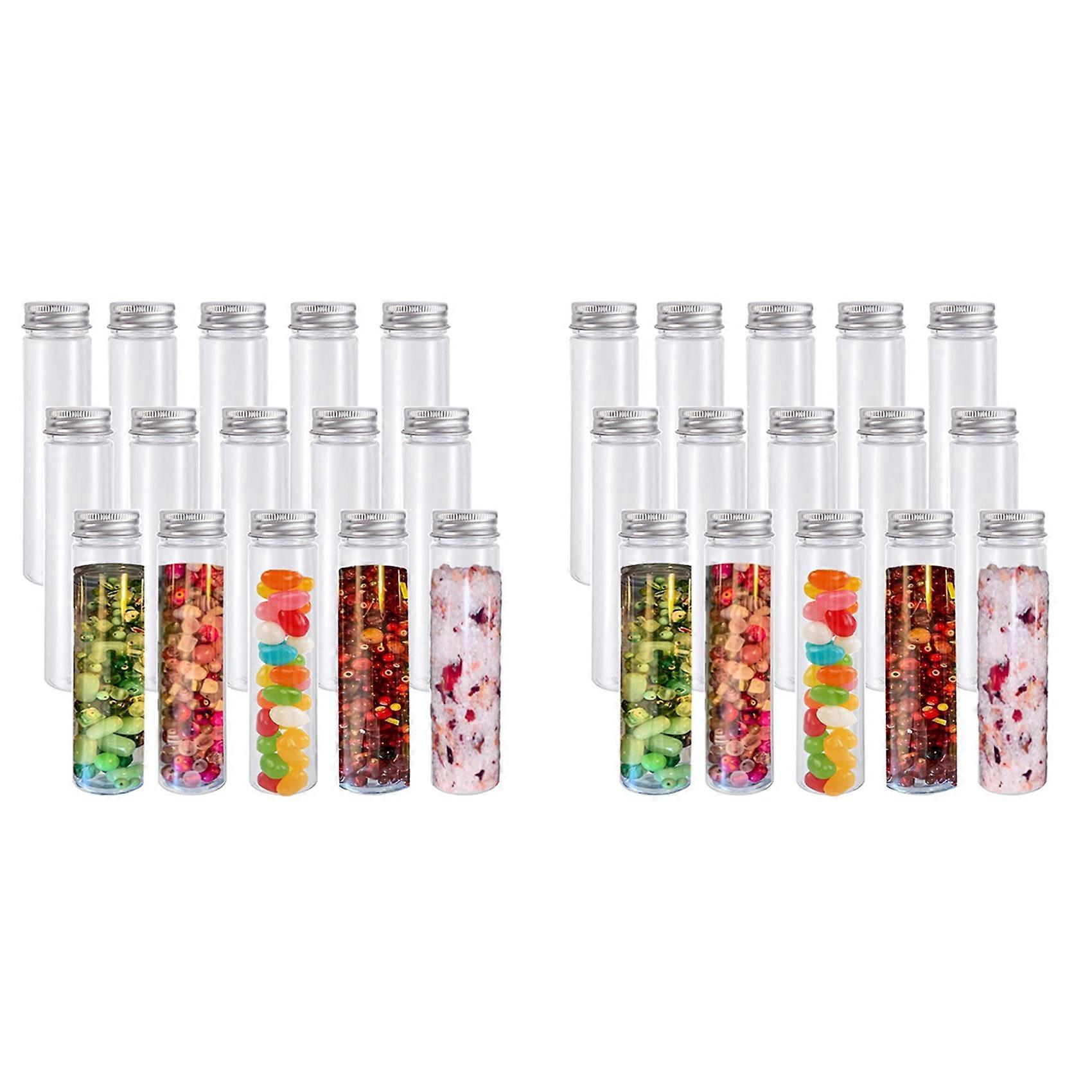 30Pcs 110Ml Plastic Test Tube,Clear Flat Test Tubes,Plastic Test Tubes with Screw Caps for ,Beans,P