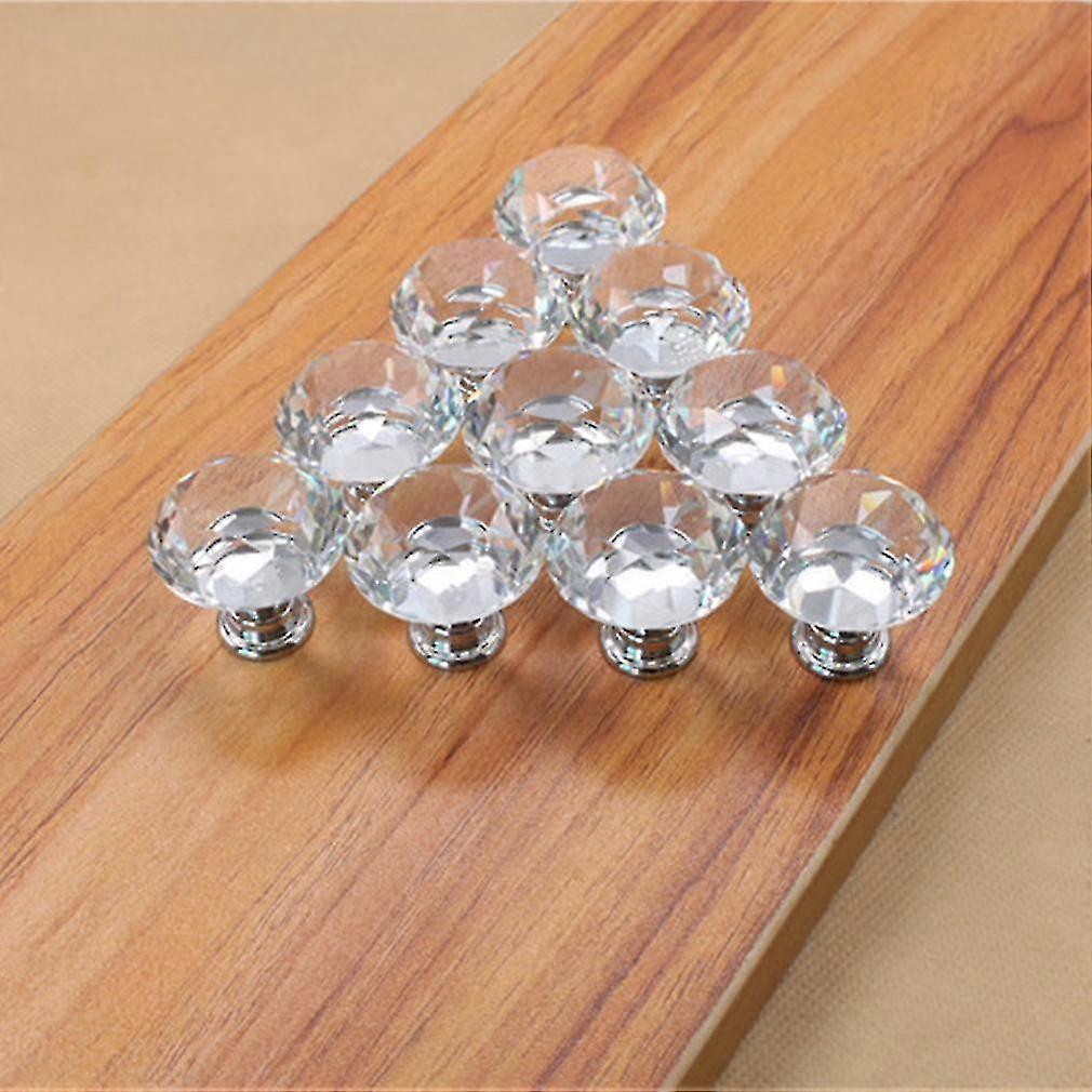 EVAGO 10pcs 30mm Diamond Shape Crystal Glass Knob Cupboard Drawer Pull Handle New