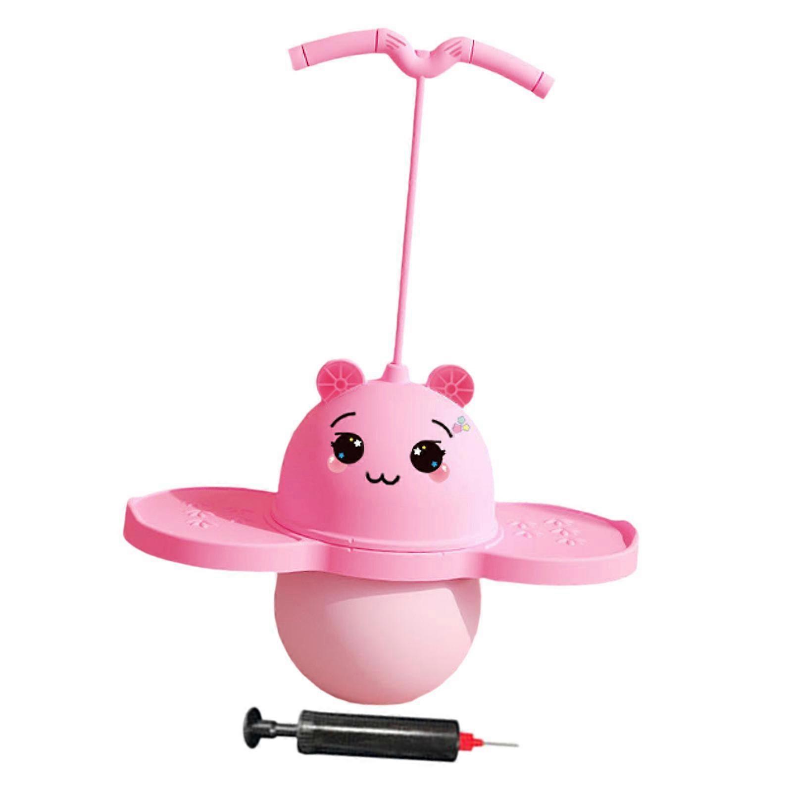 כדור פוגו עם ידית עם משאבת כדור תרגיל מקל פוגו לילדים בנים בנות ורוד