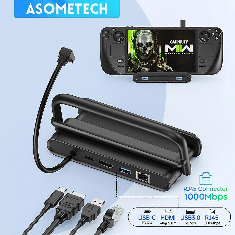 Steam Deck Docking Station TV Base Stand 4K 6 In 1 Hub Holder Dock 60Hz USB-C RJ45 Ethernet HDMI-compatible Steam Deck Console