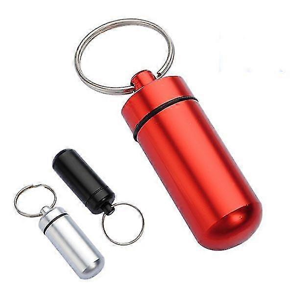 3 pcs  Aluminum Pill Box Case Bottle Holder Container Keychain