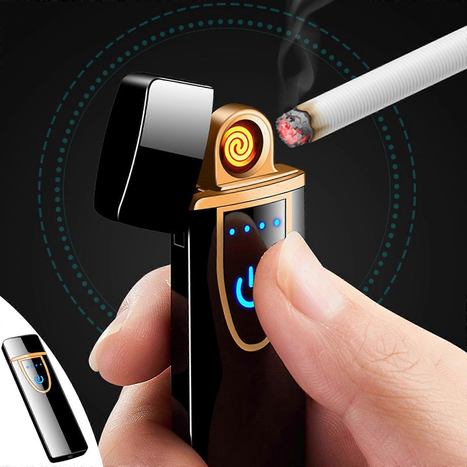 Electronic Rechargeable Lighter, Lighter, Type-C Rechargeable Lighter Outdoor Windproof Cylindrical Fingerprint Sensing Lighter