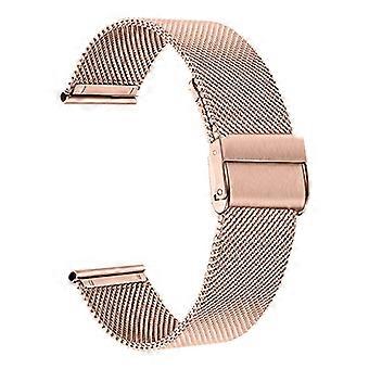 Ett stykke (Rose gull) 22mm Rustfritt Stål Klokke Mesh Stropp Hurtigutløser Menn Kvinner